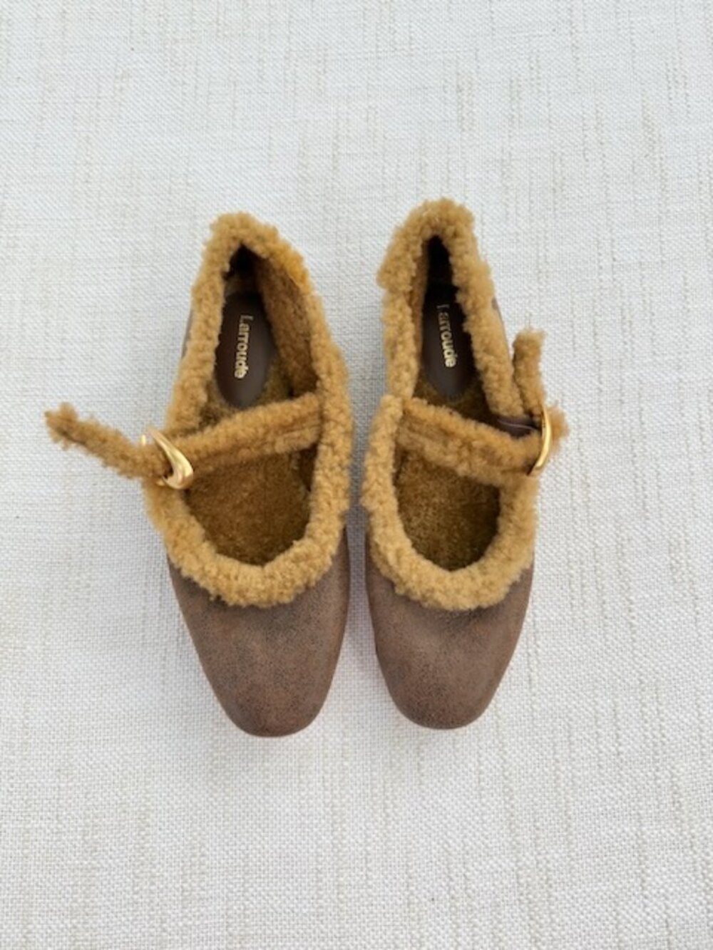 Larroudé Verona Shearling Mary Jane Flats 8.5